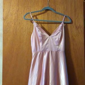 Floor Length Pink Thin Strap Small Maniju Satin Dress
